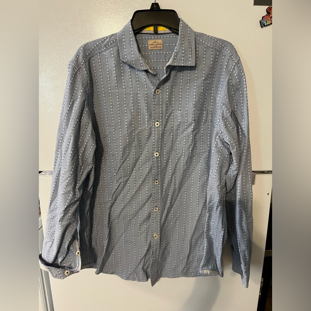 Tommy Bahama Jeans Long Sleeve Button Down Men Size L Shirt Blue Island Crafted